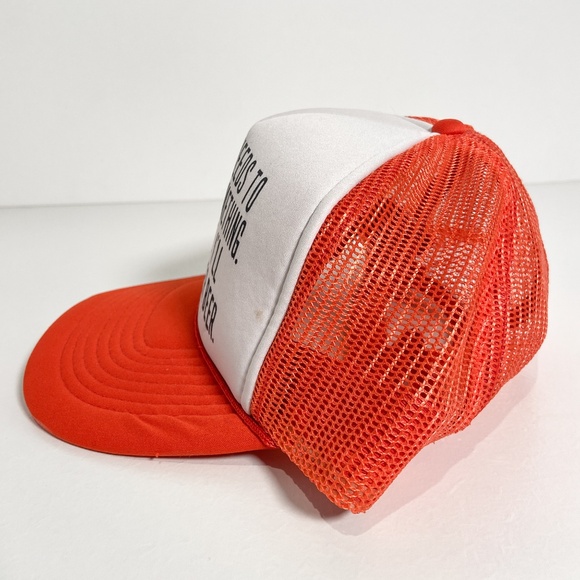 Vintage Reddish Orange Trucker Hat Mesh Snapback Beer Drinking Funny Novelty - Picture 4 of 15